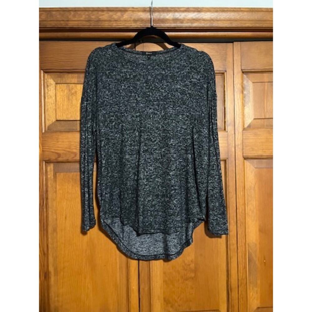 Quince Women's Brushed Jersey Long Sleeve Lounge Tee Shirt Charcoal Gray Size S - Picture 2 of 9